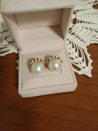 Pendientes Oro Perla Mabe y Circonitas