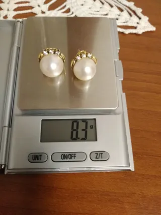 Pendientes Oro Perla Mabe y Circonitas