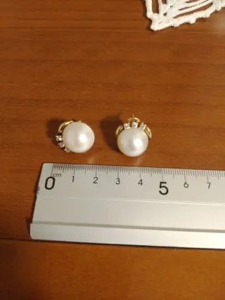Pendientes Oro Perla Mabe y Circonitas