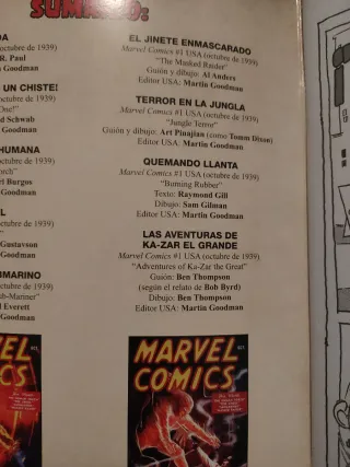 Marvel facsímil.  Marvel cómics # 1
