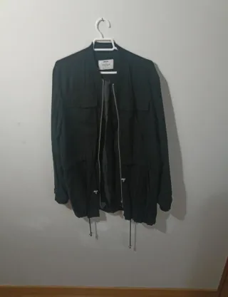 Parka larga fina negra