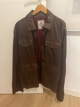 Chaqueta Piel Marrón Cortefiel Talla L