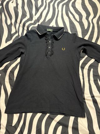 Polo Fred Perry Vintage Negro Manga Larga