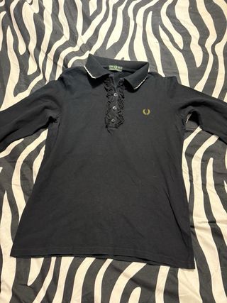 Polo Fred Perry Vintage Negro Manga Larga