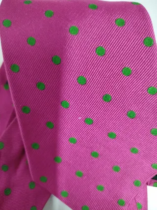 Corbata Ralph Lauren Lunares Verde Rosa Seda