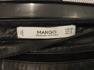Falda Mango Piel auténtica Negra Talla 36