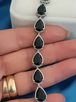 Pulsera Plata 925 con Piedras Negras