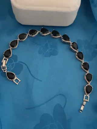 Pulsera Plata 925 con Piedras Negras