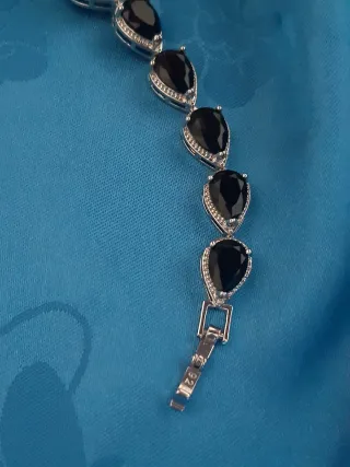 Pulsera Plata 925 con Piedras Negras