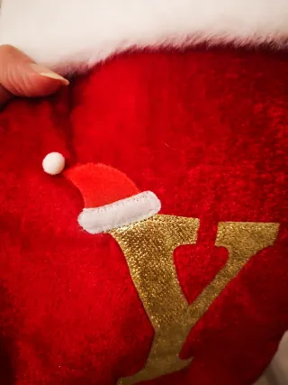 Calcetín de Navidad Rojo con la letra "Y" Dorada