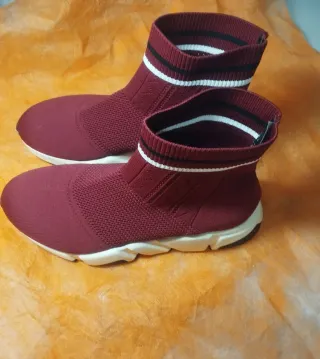 Botines granate tejido