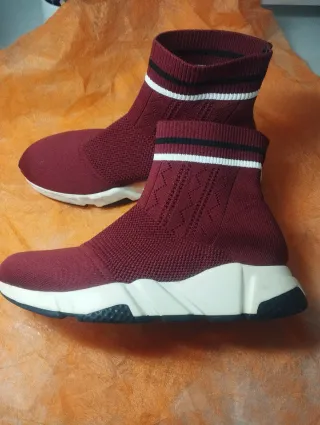 Botines granate tejido