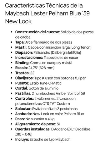 Guitarra Maybach Lester 59 P90 Pelham Blue NUEVA