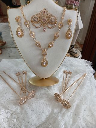 Aderezo Fallera Completo Oro y Rosa