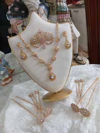 Aderezo Fallera Completo Oro y Rosa