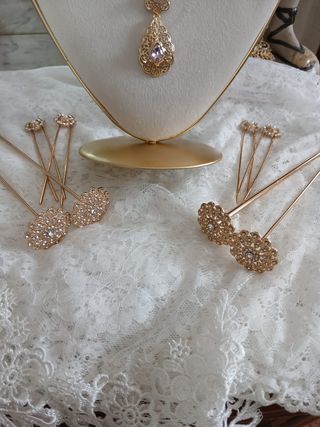 Aderezo Fallera Completo Oro y Rosa