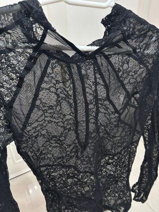 Body encaje manga larga negro