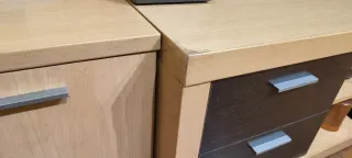 Mueble modular salón madera y cristal