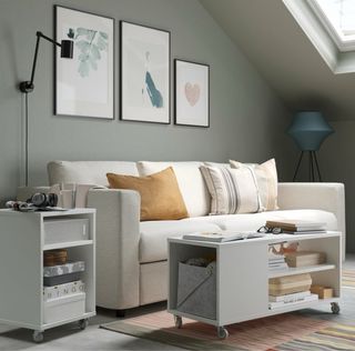 Mesa Auxiliar IKEA VIHALS Blanca con Ruedas