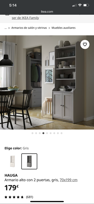 Armario alto HAUGA Ikea gris 70x199 cm