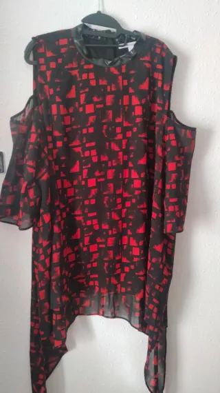 Talla grande Blusa Talla Grande Estampada en rojo
