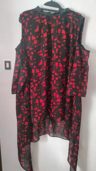 Talla grande Blusa Talla Grande Estampada en rojo
