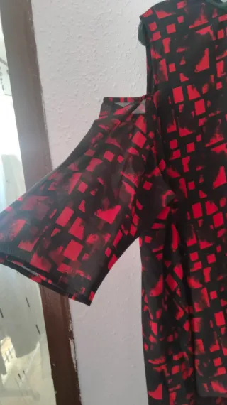 Talla grande Blusa Talla Grande Estampada en rojo