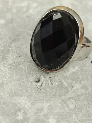 Anillo Viceroy Plata y Piedra Negra Ovalada