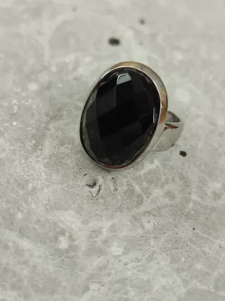 Anillo Viceroy Plata y Piedra Negra Ovalada