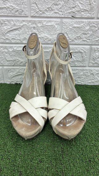 Sandali donna beige/verde oliva