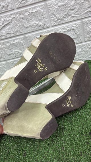 Sandali donna beige/verde oliva