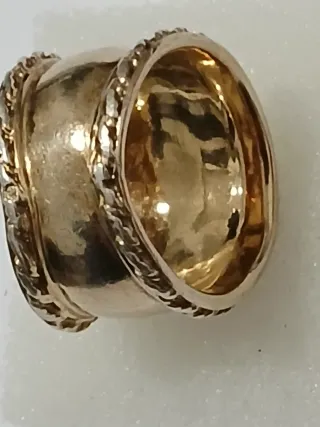 Anel Prata Portuguesa 925,Dourada com Contrastes