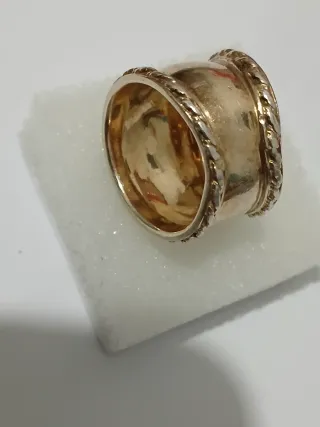 Anel Prata Portuguesa 925,Dourada com Contrastes