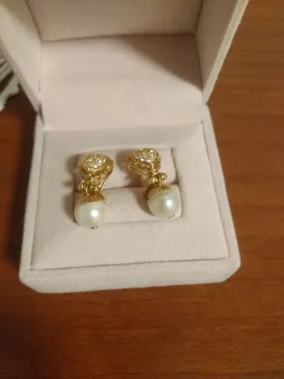 Pendientes Oro, Perlas y Circonitas