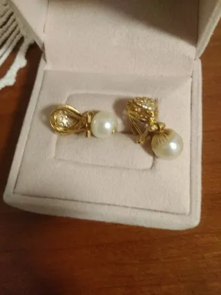 Pendientes Oro, Perlas y Circonitas
