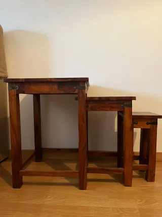 Juego de 3 mesas auxiliares de madera