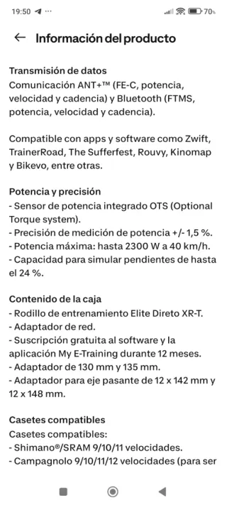 Rodillo Elite XT-R Transmisión Directa