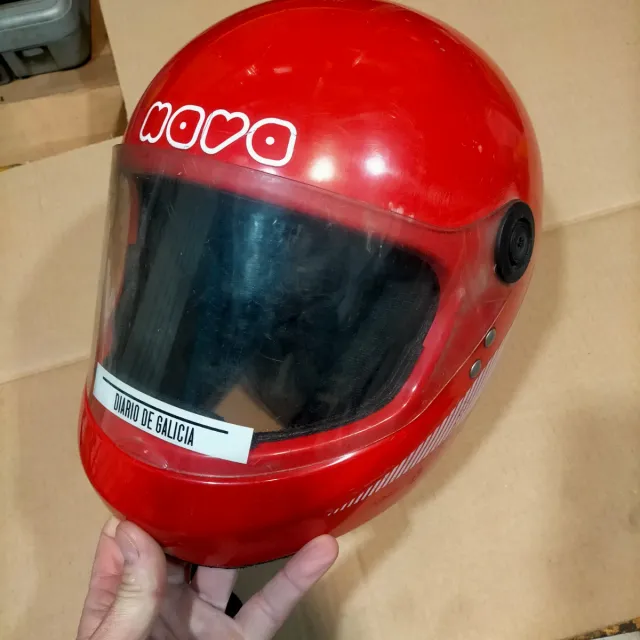 Casco moto antiguo NOVA rojo