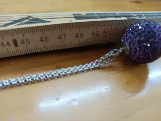 Collar Plata Bola Perlas Moradas Brillantes