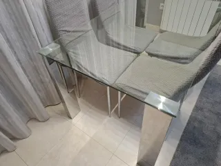 Mesa Comedor Cristal y Metal