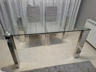 Mesa Comedor Cristal y Metal