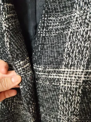 Chaquetón Zara Cuadros Blanco y Negro