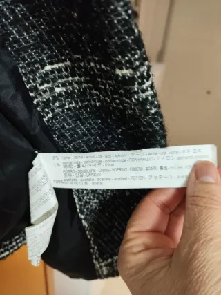 Chaquetón Zara Cuadros Blanco y Negro