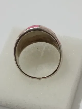 Anel Prata 925 Pintado à Mão Rosa