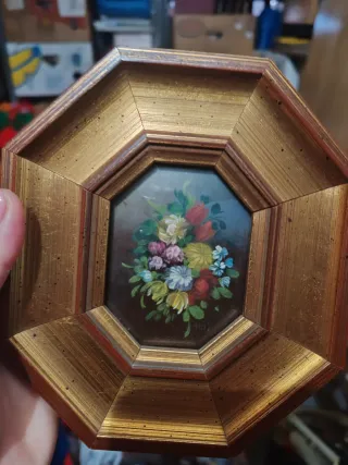 Coppia Quadretti Floreali Ottagonali