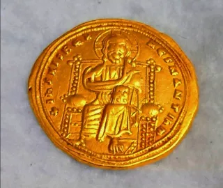 Moneda bizantina oro.