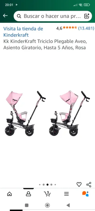 Triciclo Plegable KinderKraft Aveo Rosa bici evolu