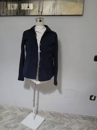 Blusa manga larga azul mujer