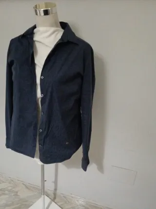 Blusa manga larga azul mujer