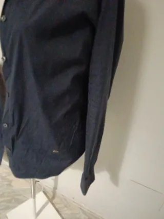 Blusa manga larga azul mujer